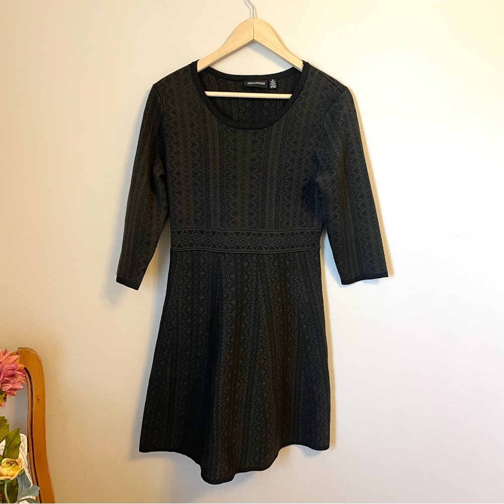 Nina Leonard - Black Textured Knit Dress - Size Medium